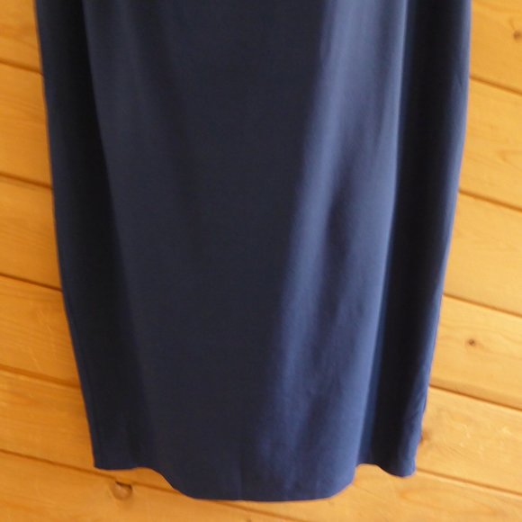 Eileen Fisher Navy Blue Bonnet Drape Front Jersey Cap Sleeve Above Knee Dress S - Picture 7 of 11